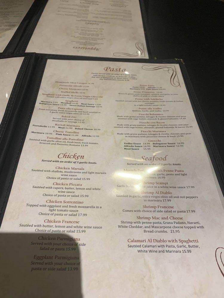 Menu at Portofinos Pizza and Pasta pizzeria, Parker