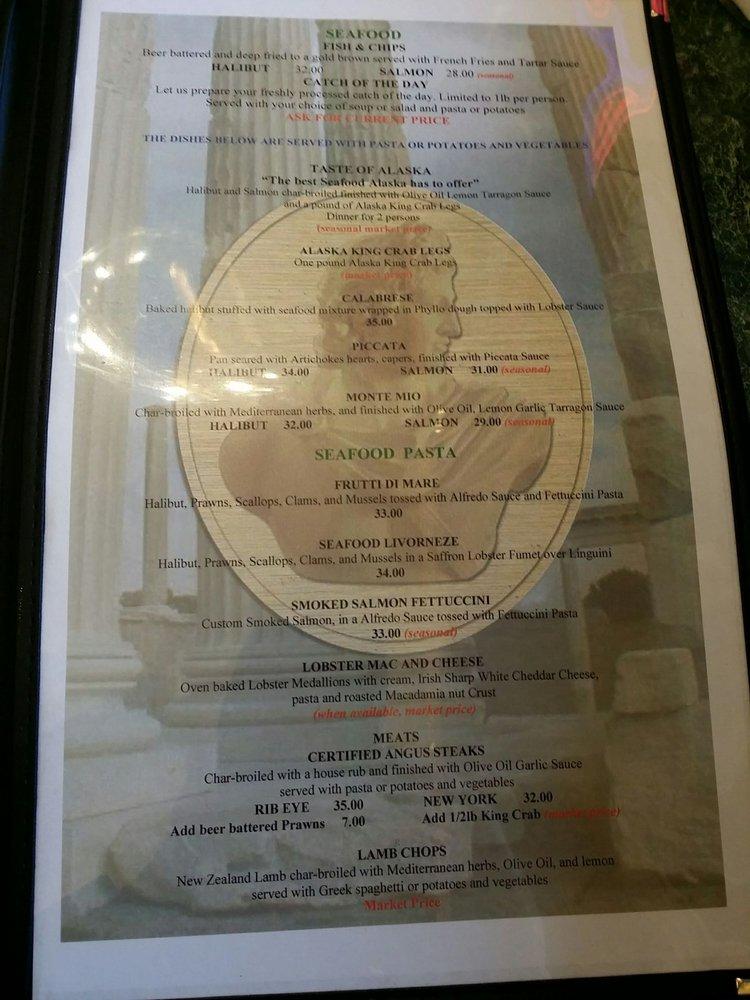 Menu at Apollo Restaurant, Seward
