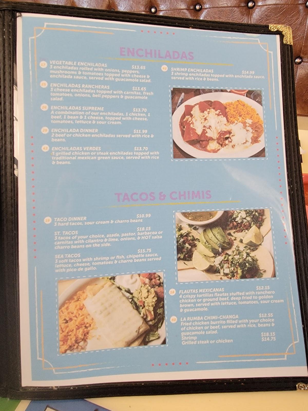 Menu at La Rumba restaurant, Iowa