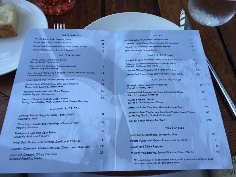 Menu at Matador Room pub & bar, Miami Beach