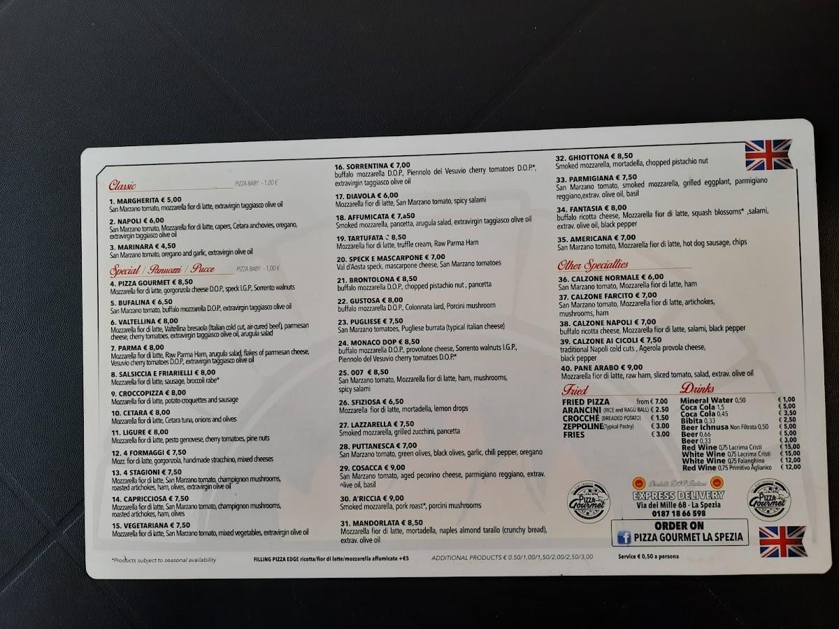 Speisekarte von Pizza Gourmet, La Spezia