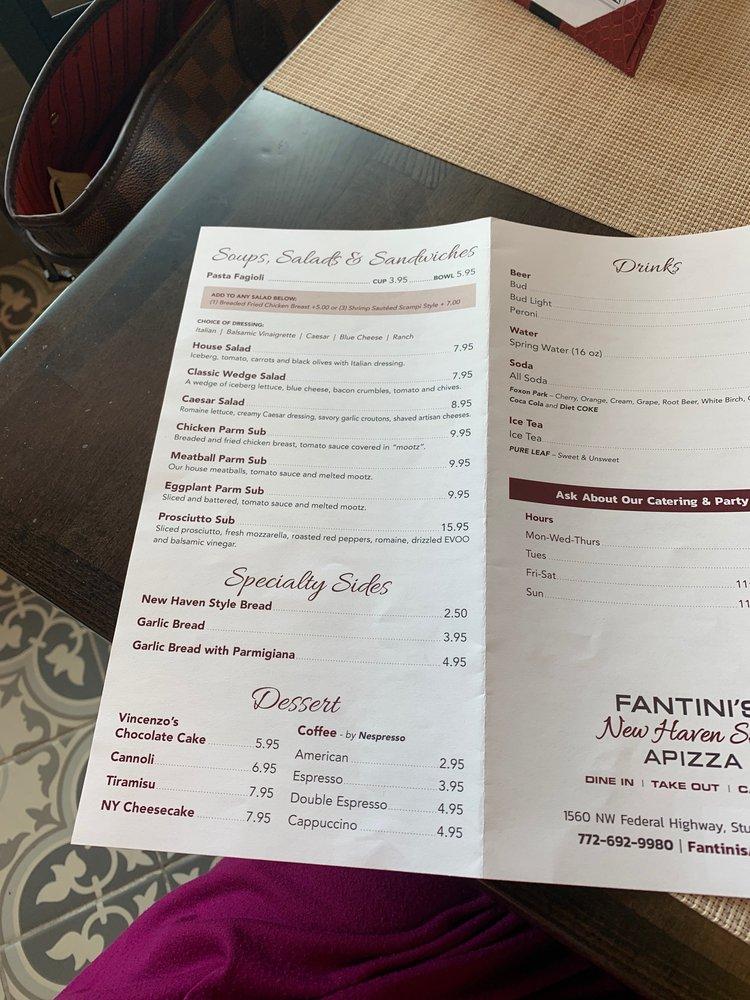 Menu at Fantini's 'New Haven Style' Apizza Italian Restaurant & Wine