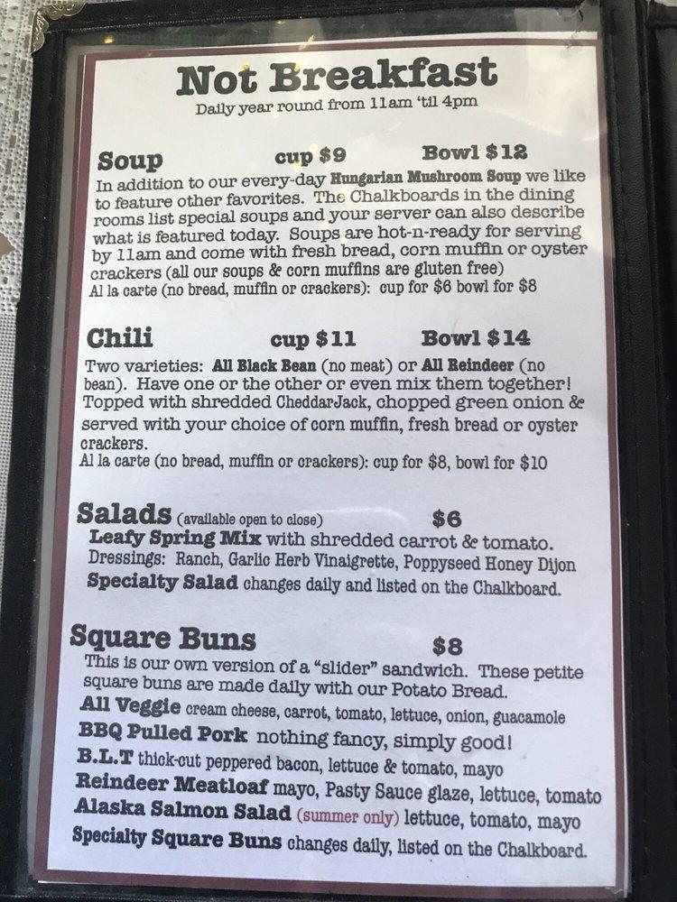 Menu at Talkeetna Roadhouse pub & bar, Talkeetna