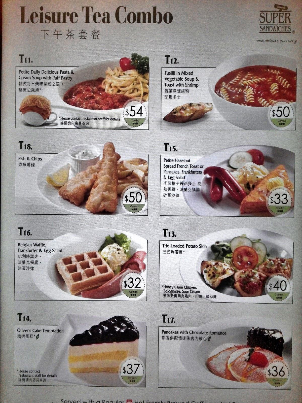Menu at Oliver's Super Sandwiches cafe, Hong Kong, Tuen Shing St