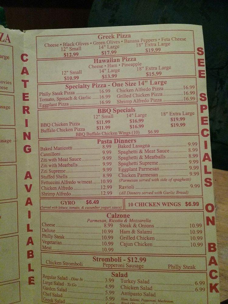 Menu at Antonio's New York Style Pizza pizzeria, East Palatka, 164 Hwy 17