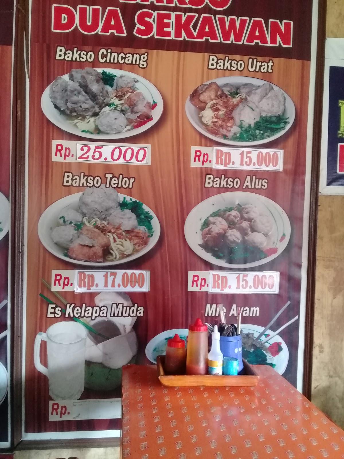 Menu At Bakso Dua Sekawan Restaurant South Jakarta