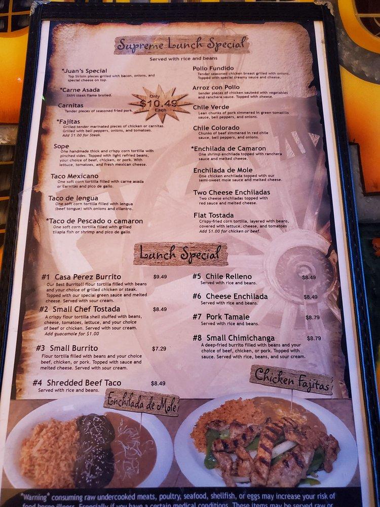 Menu at Casa Perez Prescott Valley restaurant, Prescott Valley, N ...