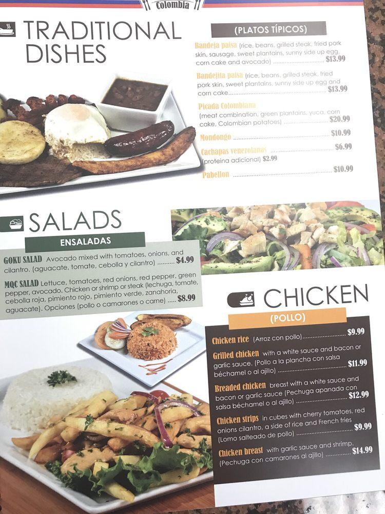 Menu at Mi Querida Colombia Restaurant and Bakery, Ocoee, W