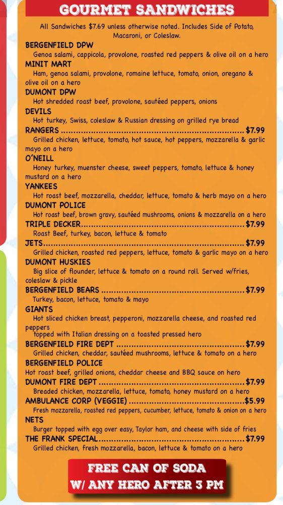 Menu at Minit Mart Convenience Store Deli & Grill, Bergenfield