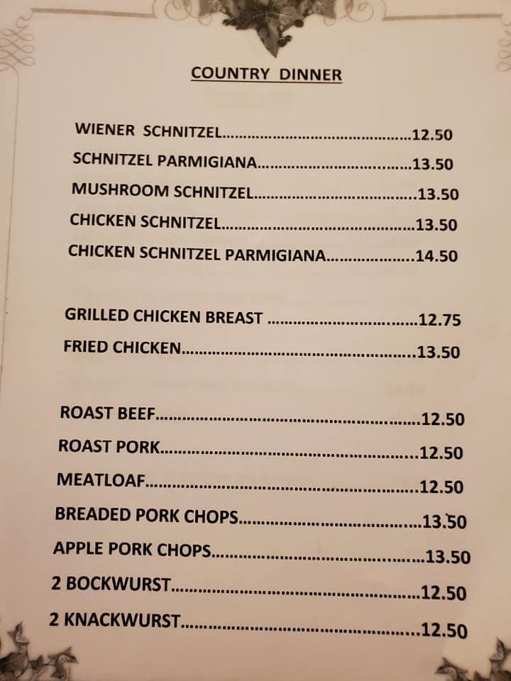Menu at Erwin's Country Kitchen restaurant, FeastervilleTrevose