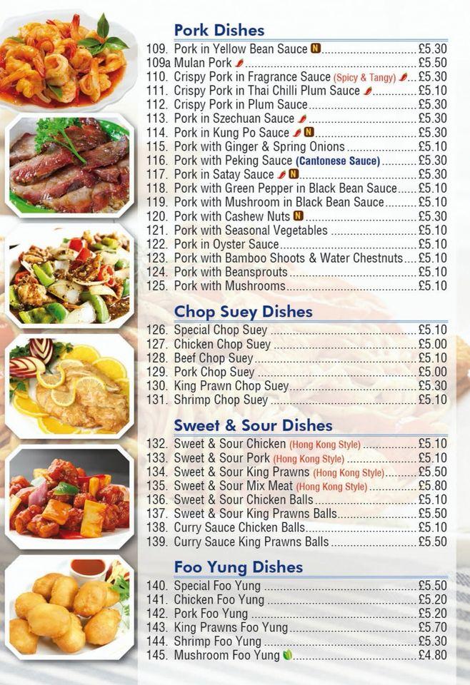 Menu at Mulan fast food, Kenilworth