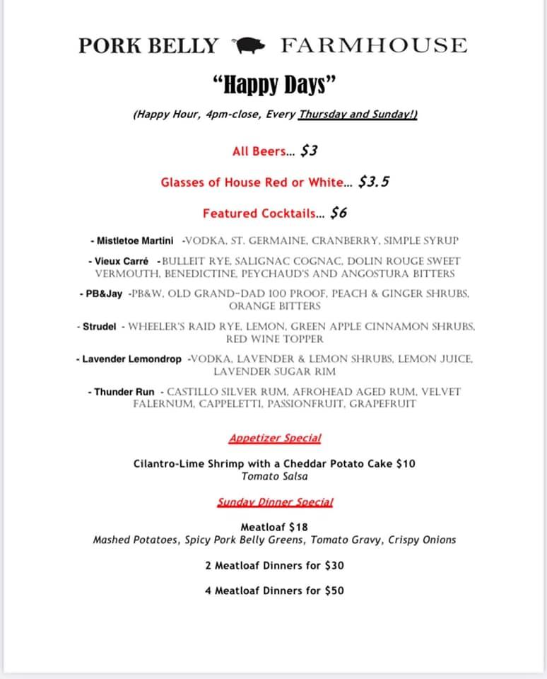 Menu at Pork Belly Farmhouse steakhouse, Nolensville, Nolensville Rd 4