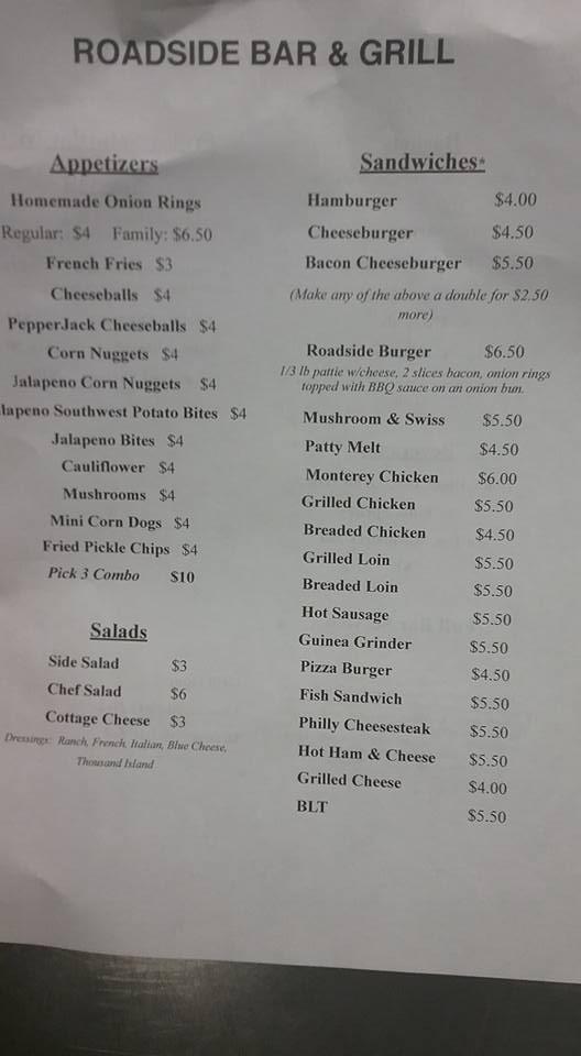 Menu at Roadside Bar & Grill, Arispe