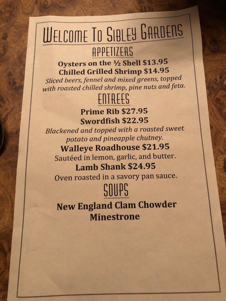 Menu at Sibley Gardens steakhouse, Trenton, 916 W Jefferson Ave
