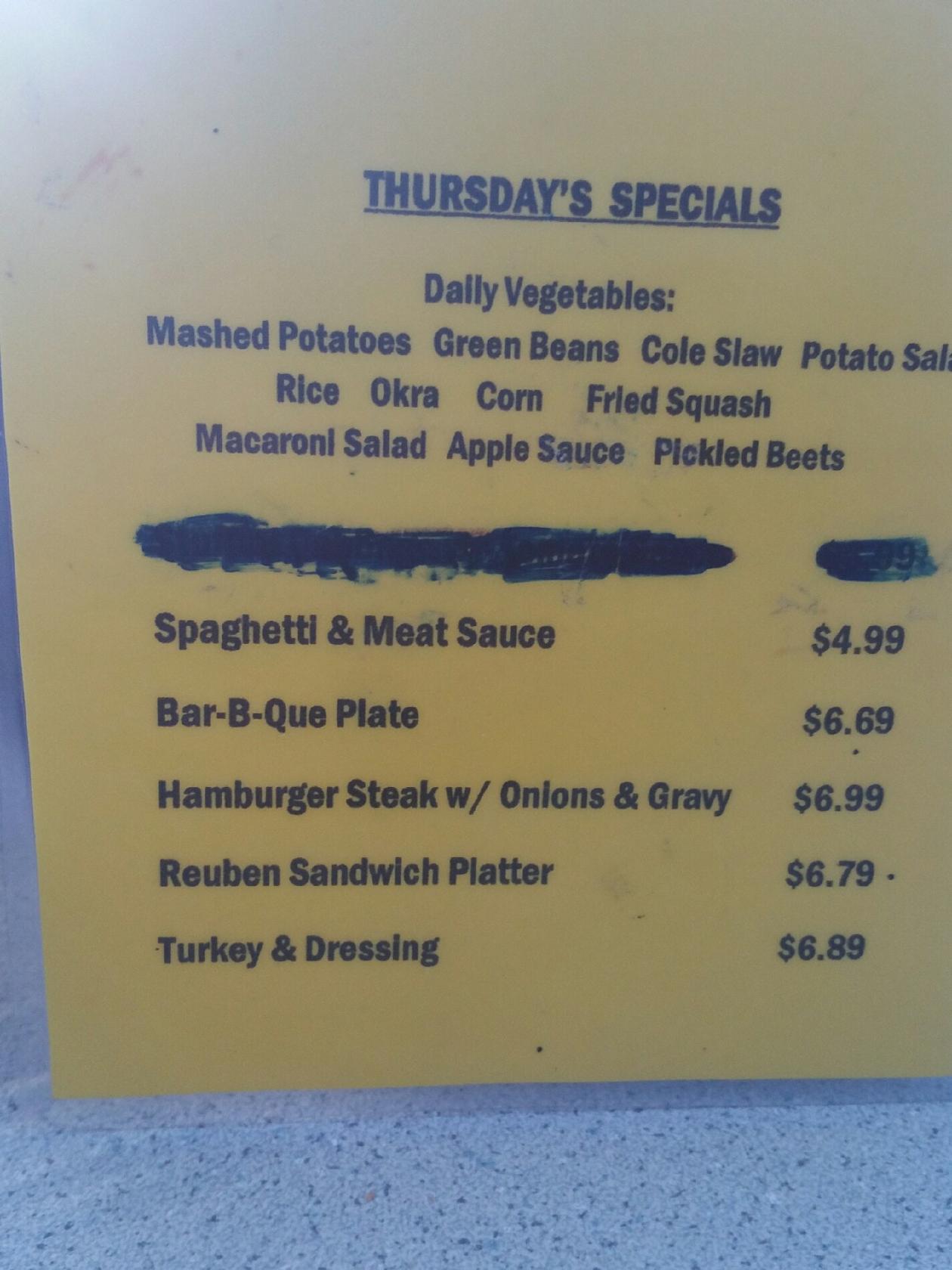 Menu at Lindy's Restaurant, Fayetteville