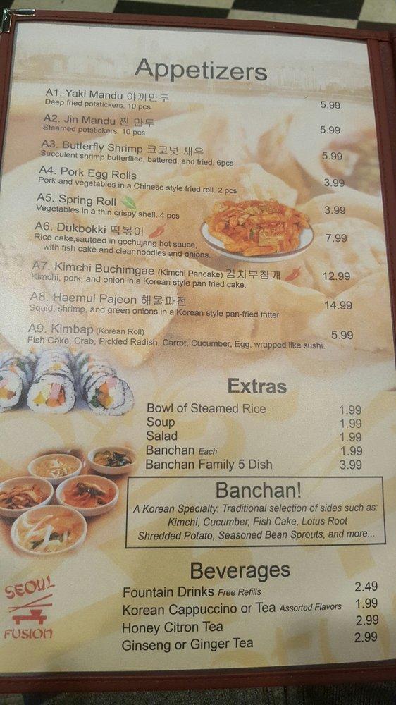 Menu at Seoul Fusion Korean Restaurant, Kennewick WA, Kennewick