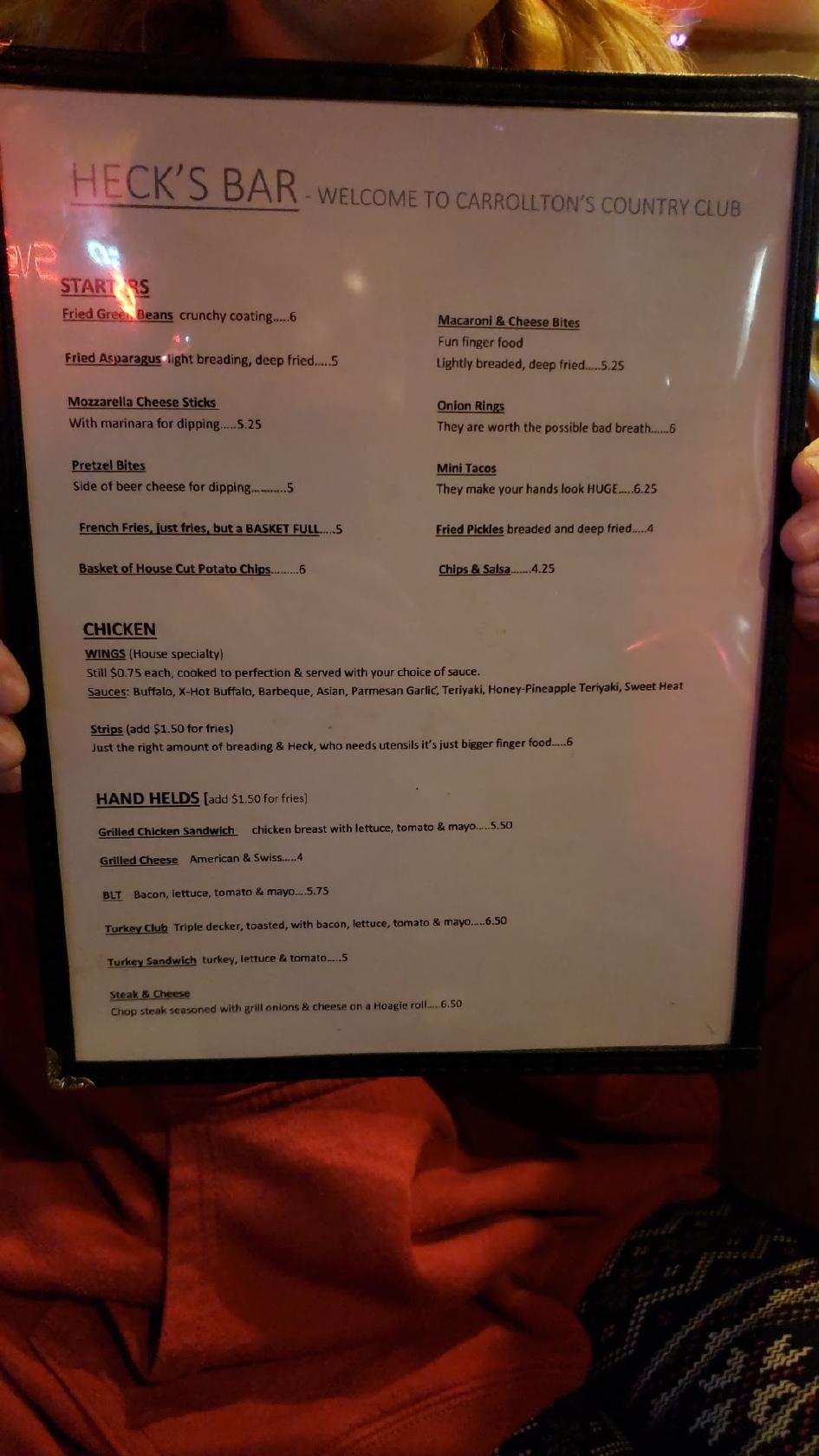 Menu at Hecks Bar Carrollton, Saginaw