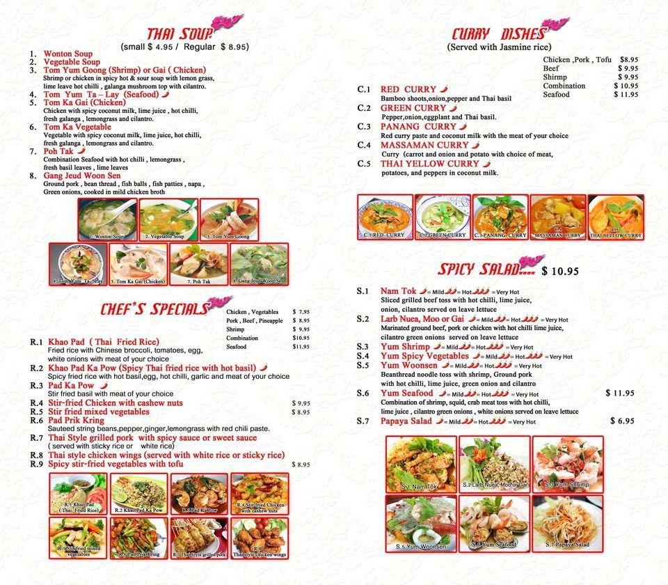 Menu at Thai Noodle City restaurant, Daytona Beach, N Nova Rd 111