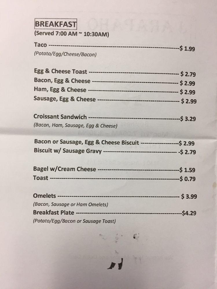Menu at Arapaho Deli restaurant, Richardson