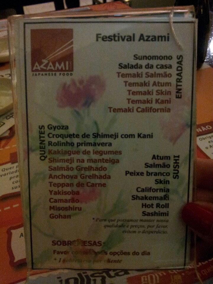 Azami Sushi cardápio