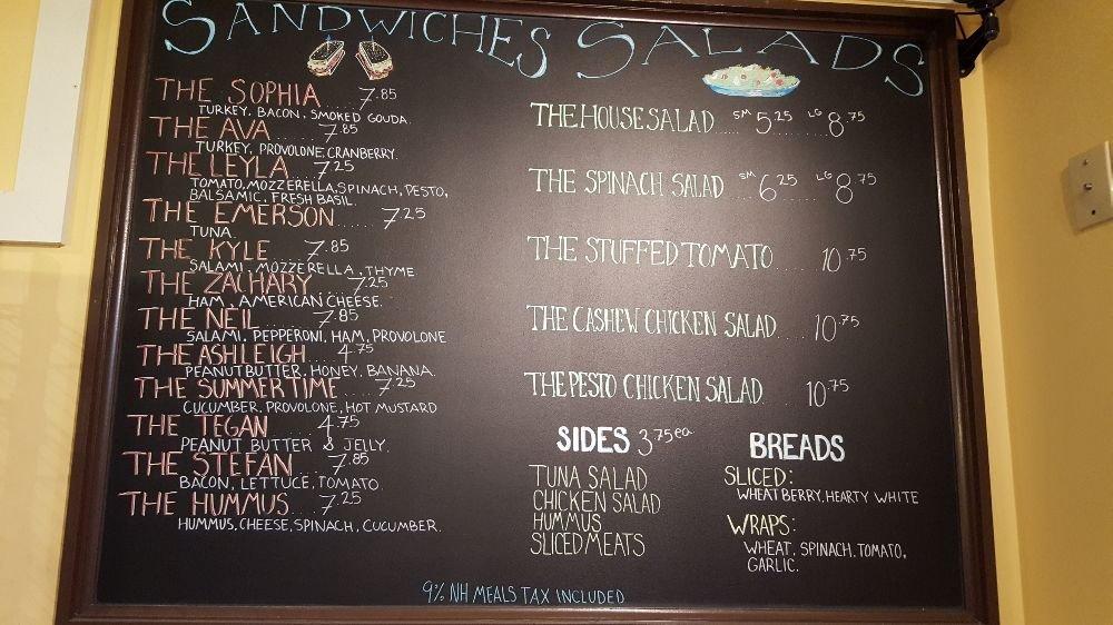 Carta de Dewey's Ice Cream Parlor and Cafe, Center Harbor