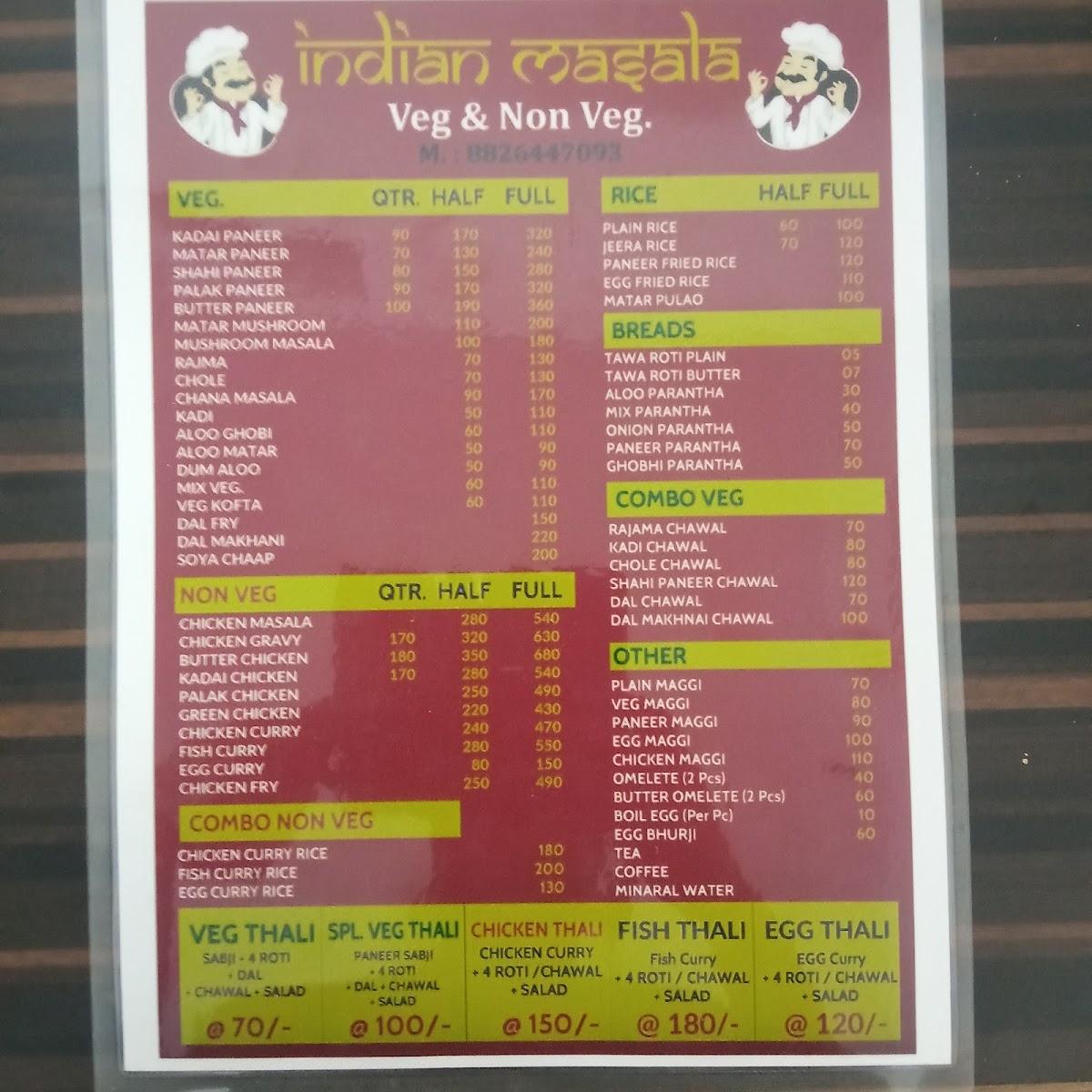 Menu at INDIAN MASALA, Gurugram