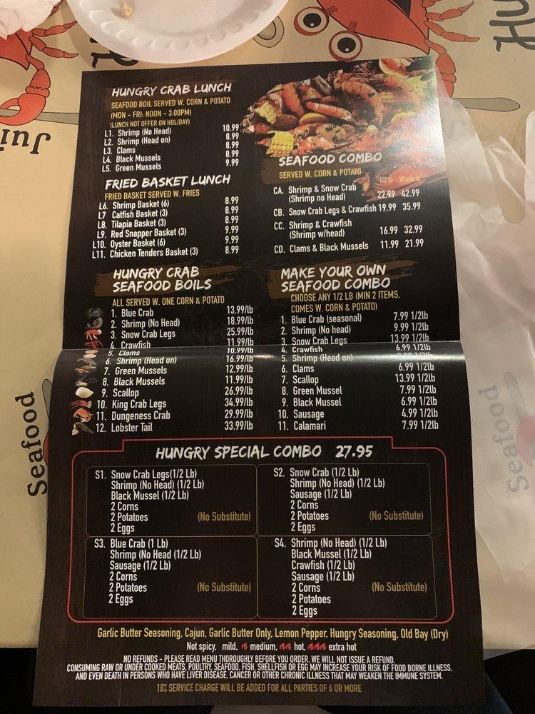 Menu at Hungry Crab Juicy Seafood & Bar Winter Haven FL, Winter Haven