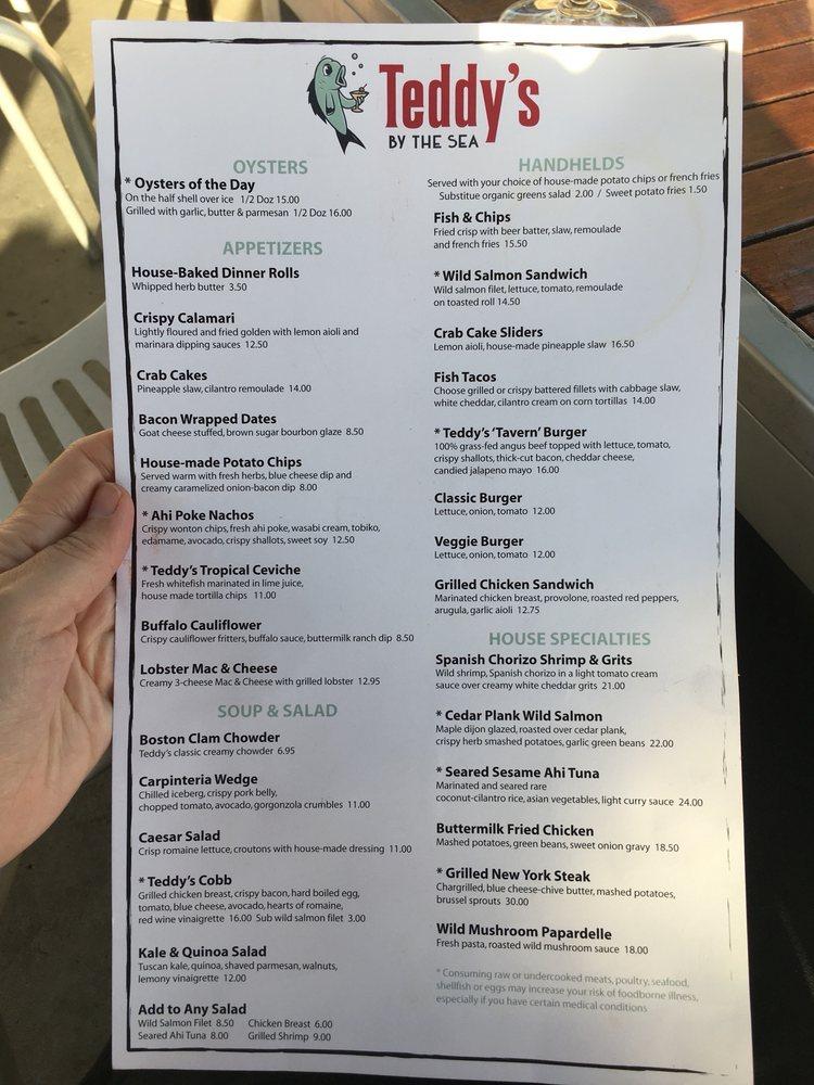 Menu at Teddy's By the Sea pub & bar, Carpinteria