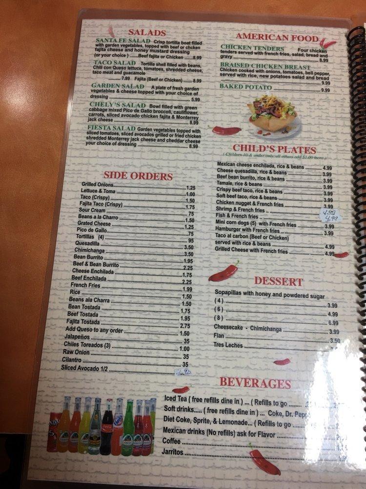 Menu at Jose's Mexican Restaurant, Dayton