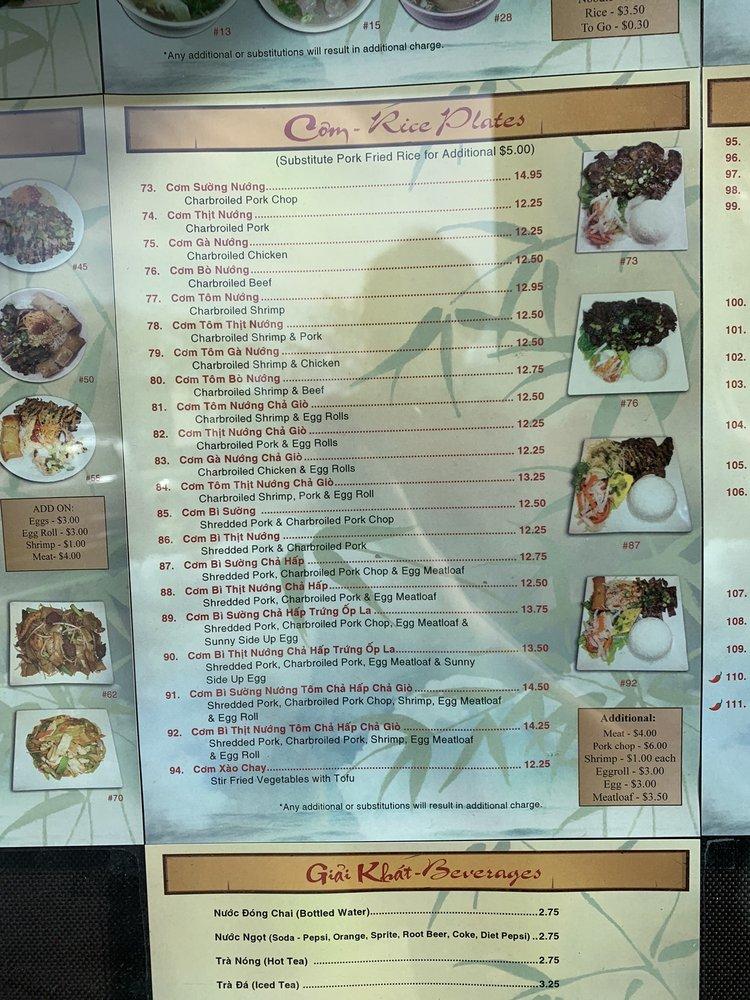 Menu at Phở Dynasty Vietnamese restaurant, Elk Grove, Elk Grove Florin