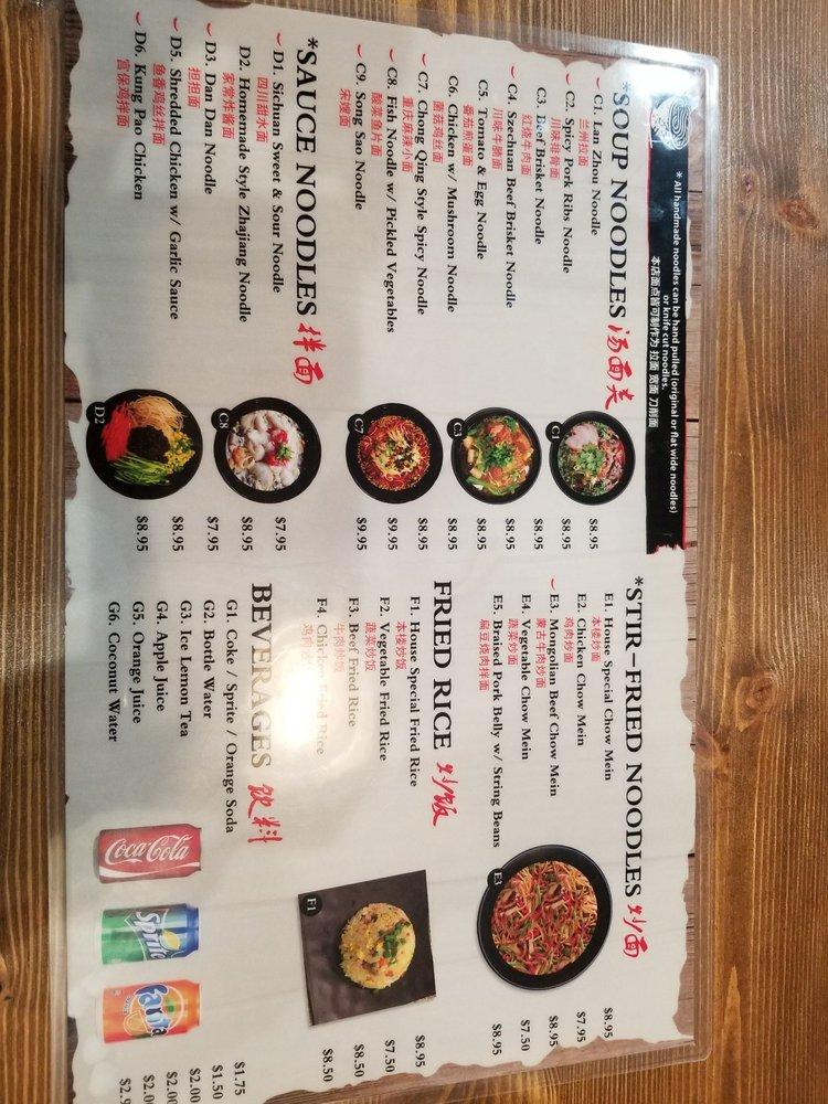 Menu at The Magic Noodle restaurant, Las Vegas