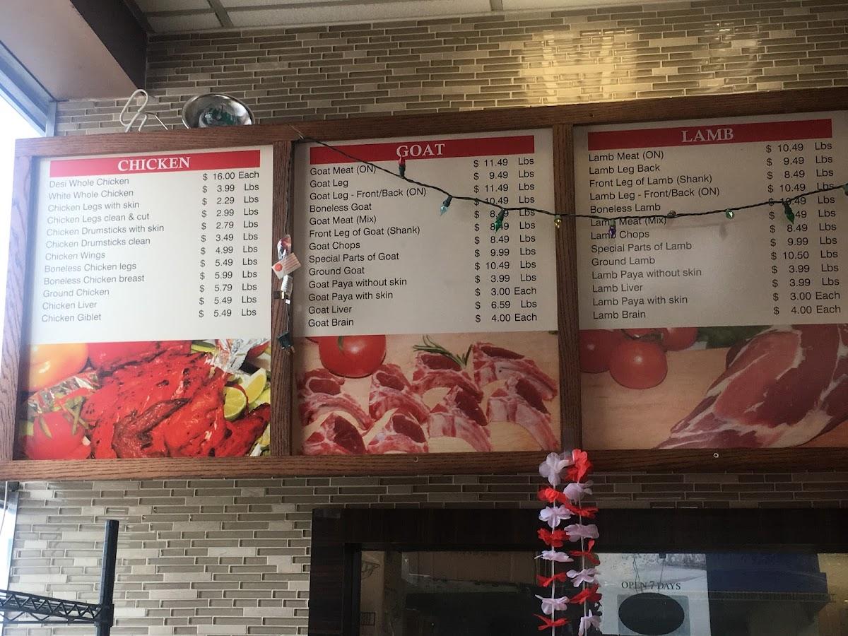 Menu au Warraich Meats Van Kirk Dr. & Mayfield Rd. restaurant, Brampton, 527 Van Kirk Dr