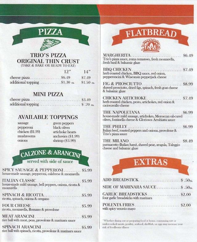 Menu at Glorioso's Italian Market restaurant, Milwaukee, E Brady St