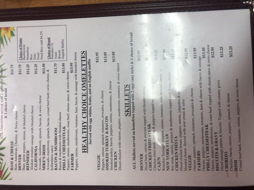 Menu at Kava's Pancake House restaurant, Anchorage, 100 Muldoon Rd