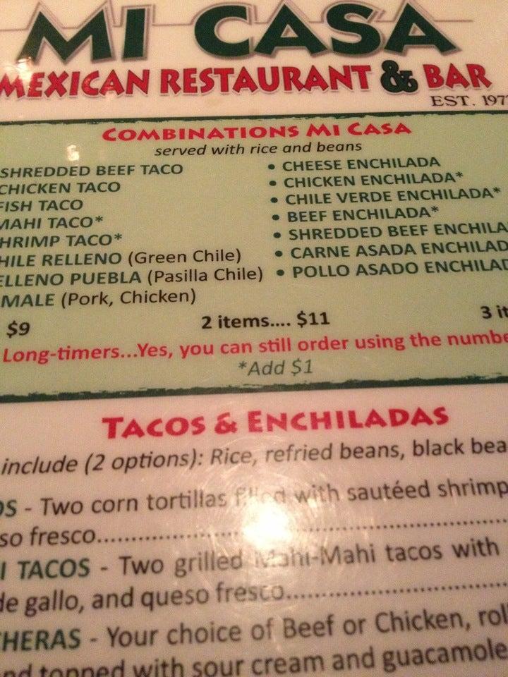 Menu at Mi Casa pub & bar, Costa Mesa