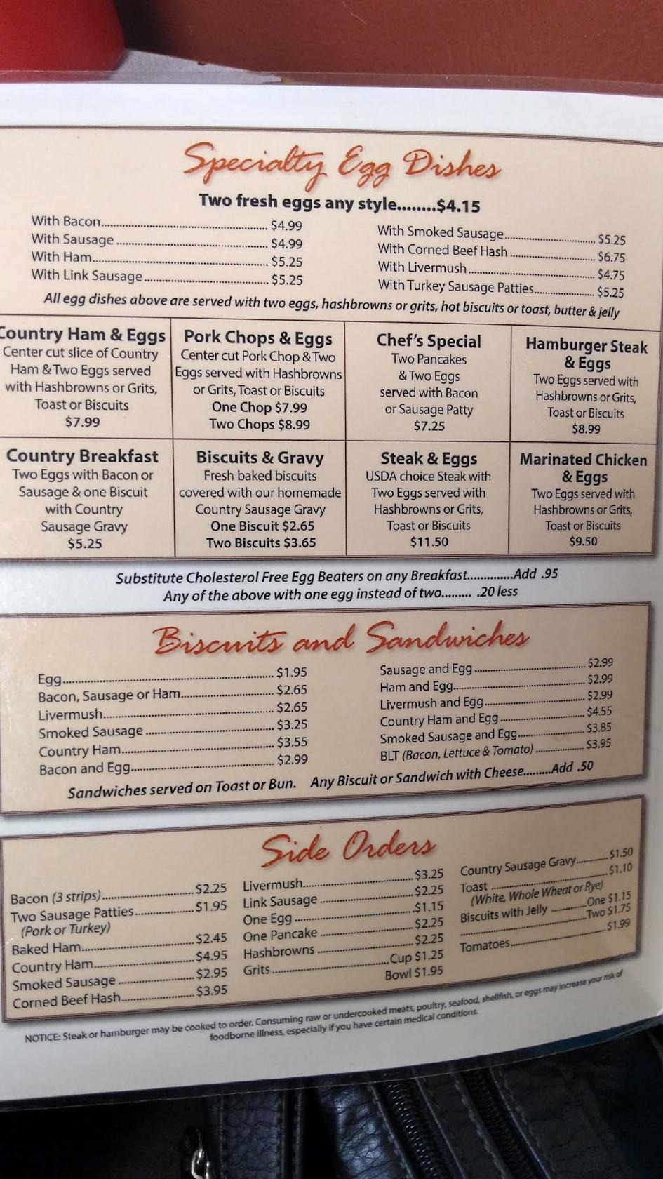 Menu at Pete's Family Restaurant, Carthage