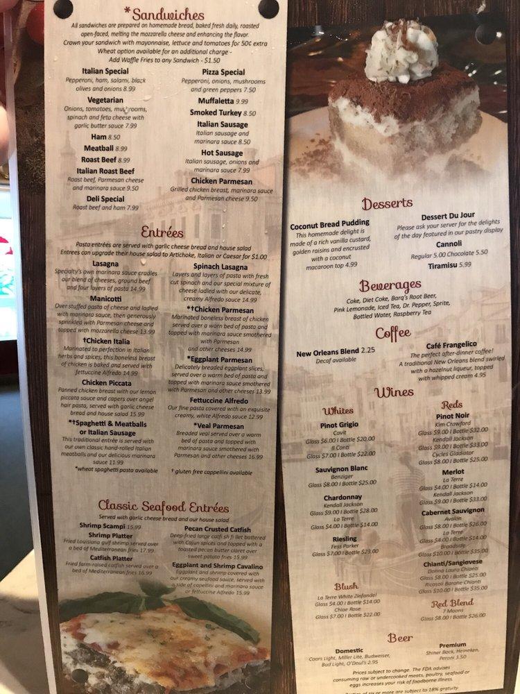 Menu at Specialty Italian Bistro pizzeria, Gretna