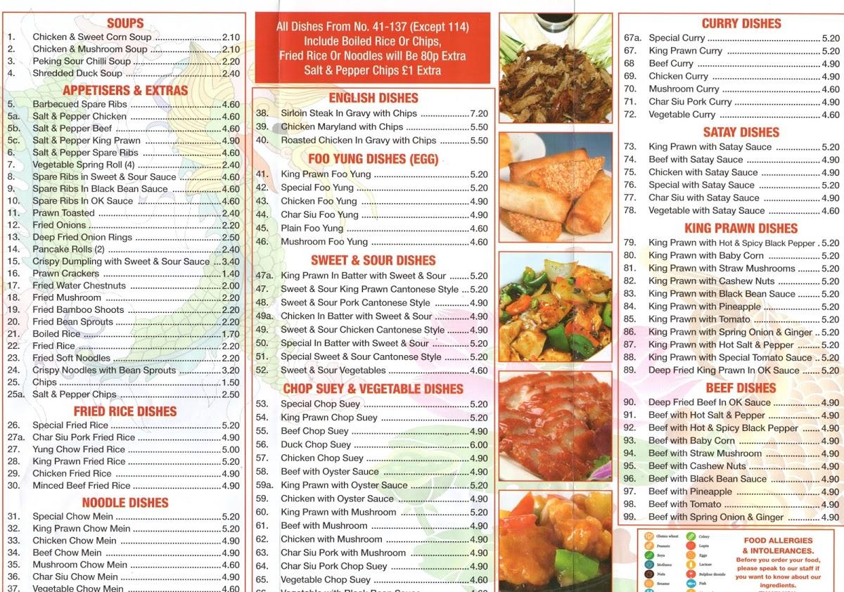 Menu at Golden Gates restaurant, Bradford