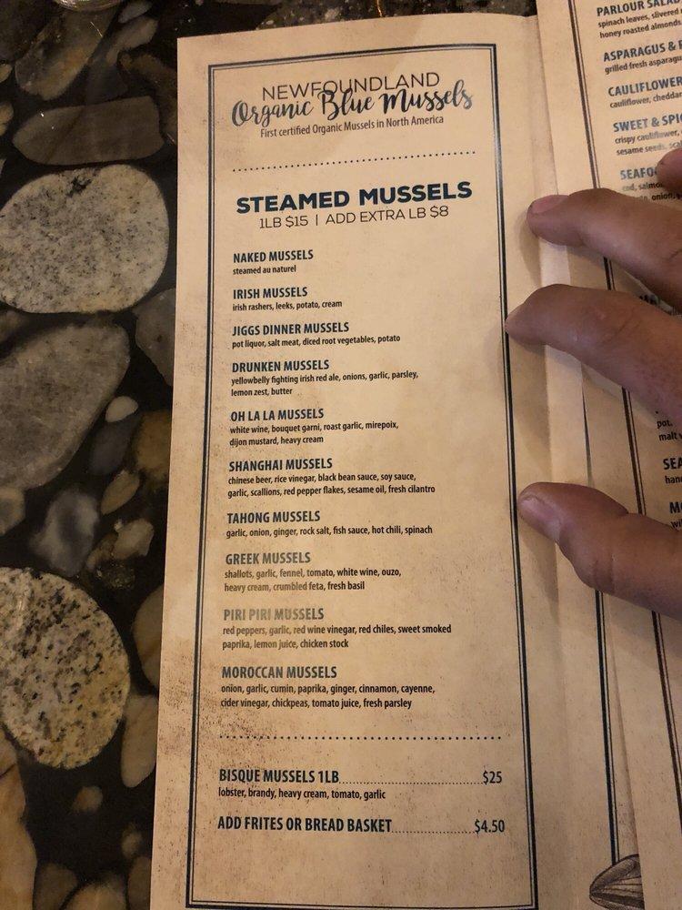 Menu at Mussels On The Corner pub & bar, St. John's