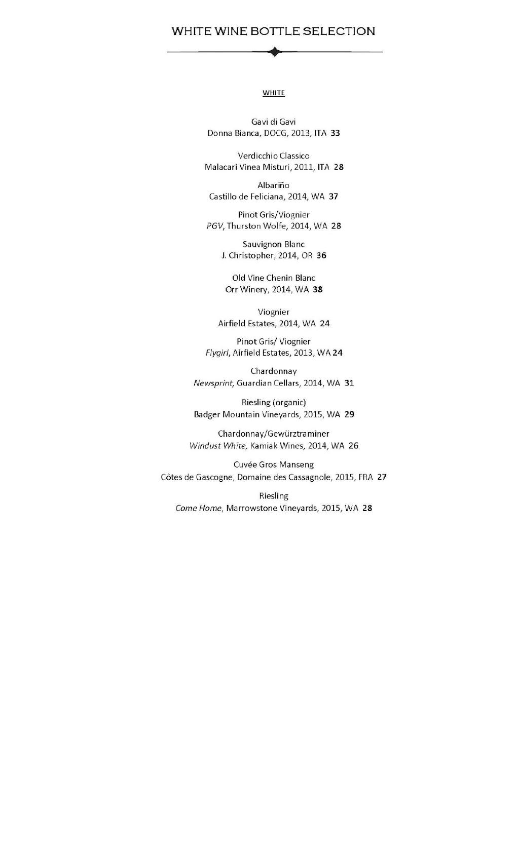 Menu at The Guardhouse pub & bar, Port Townsend, 300 Eisenhower Ave
