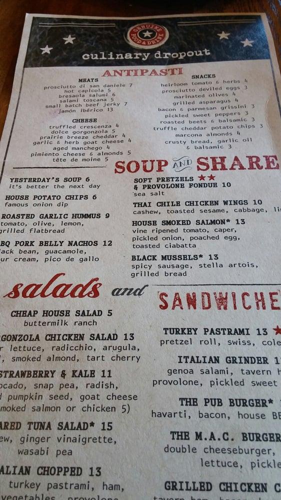 Menu at Culinary Dropout pub & bar, Phoenix, N 7th St