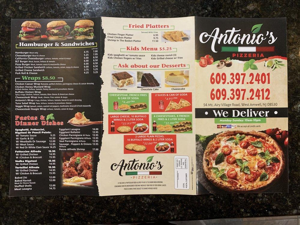 Menu at Antonio’s Pizza & Restaurant, Lambertville