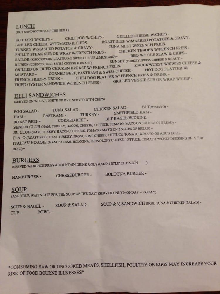 Menu at Westbury Cafe, Richmond
