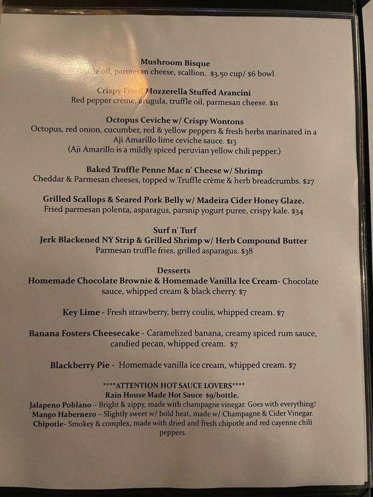 Menu at Rain Restaurant, Abingdon