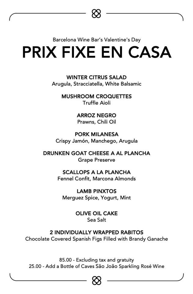 Menu at Barcelona Wine Bar, Stamford