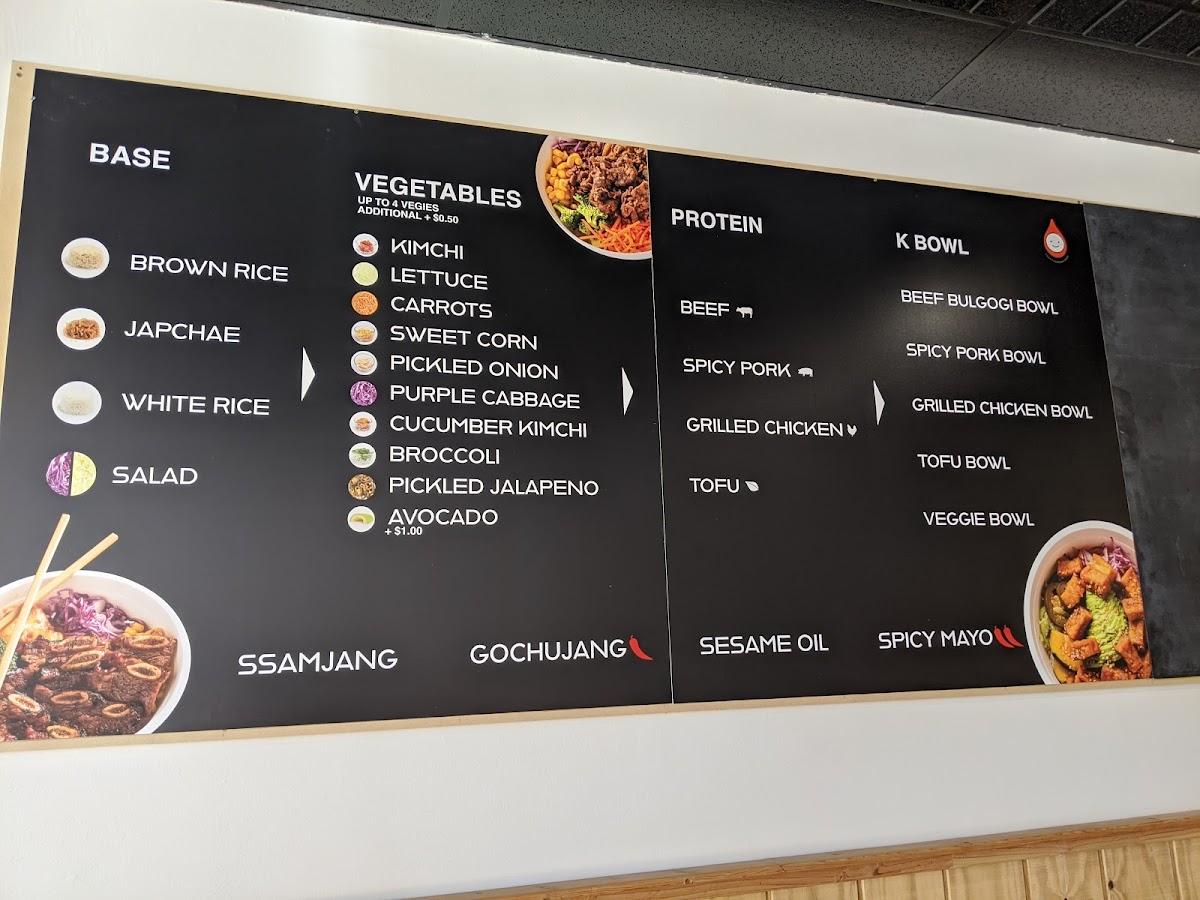 Menu at KBowl restaurant, Las Cruces