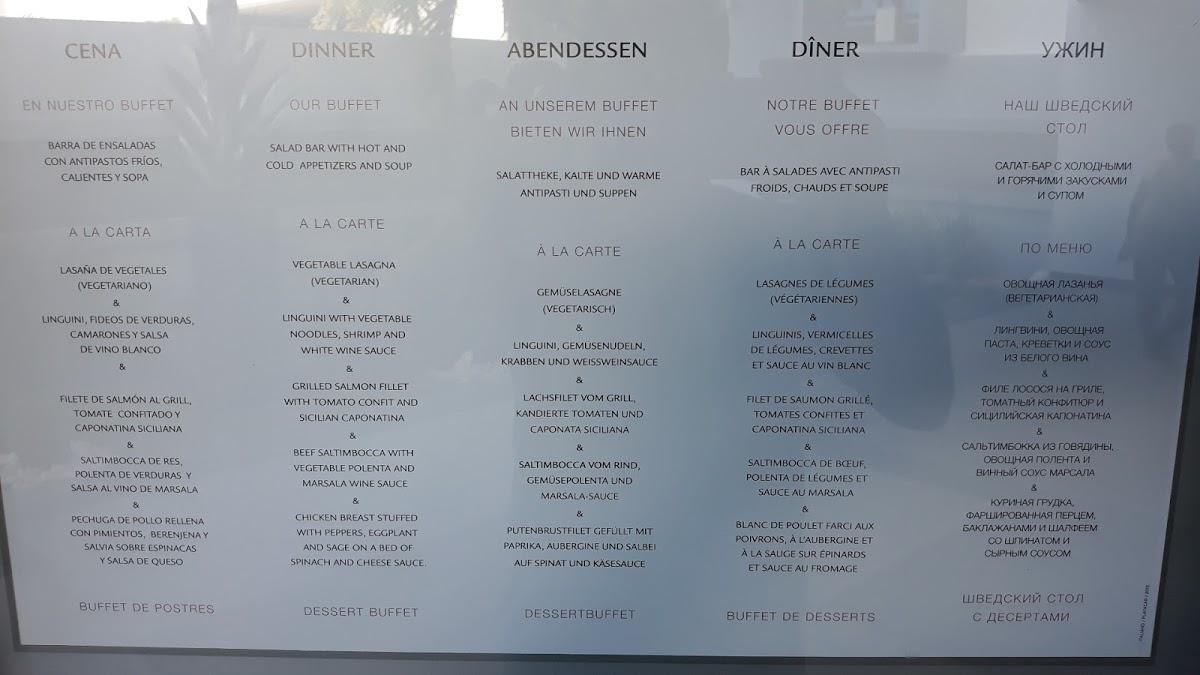 Menu at RIU Tequila Italia Restaurant., Playa del Carmen