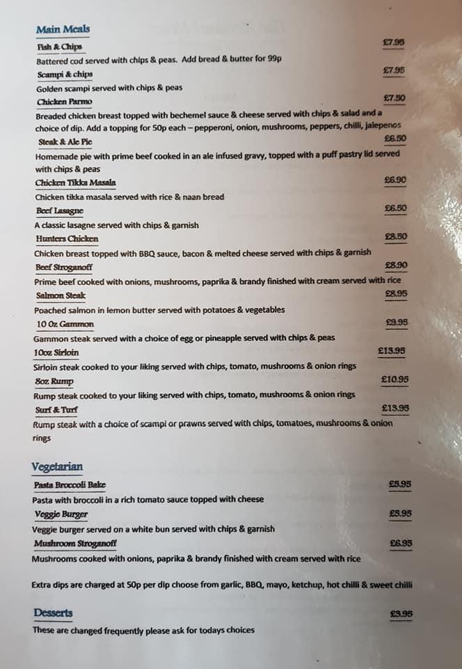 Menu at Zetland Hotel pub & bar, MarskebytheSea