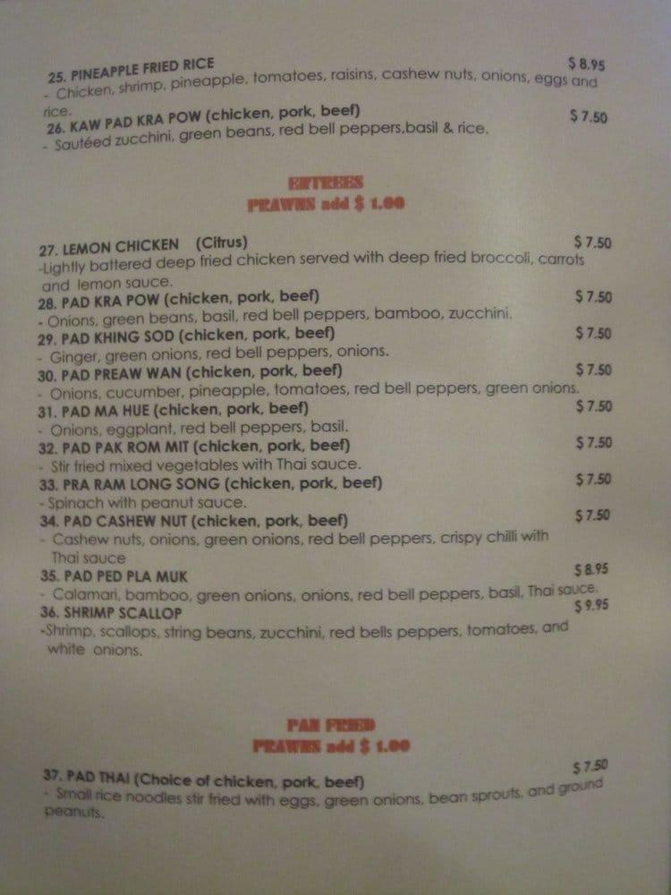 Menu at Rose Garden Thai Restaurant, Vacaville