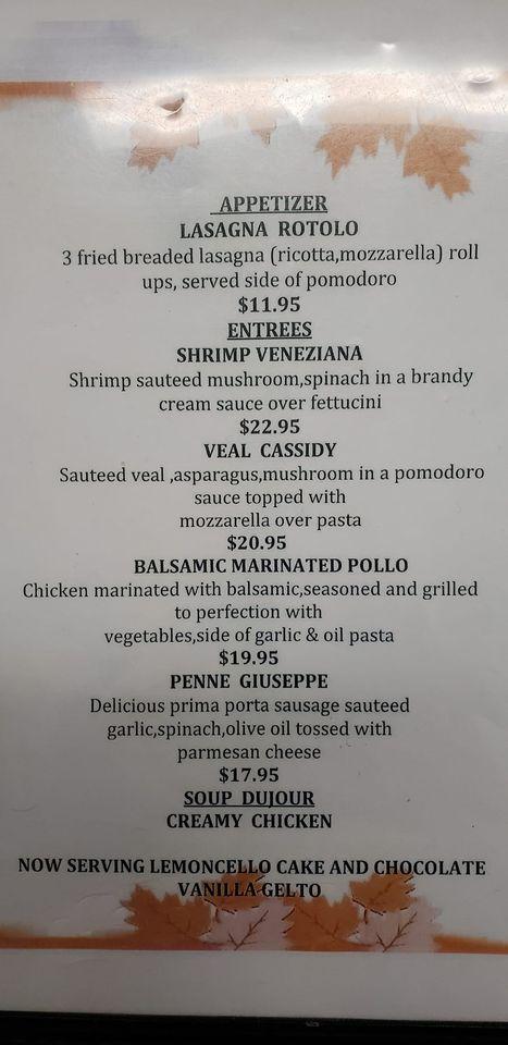 Menu at Sapore pizzeria, Lehighton